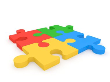 Beyaz bir arka plan üzerinde renkli bulmacalar. 3D render illüstrasyon.