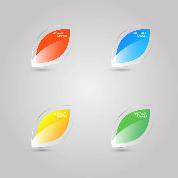 Set Van Gekleurde Glazen Blad Iconen Grijze Achtergrond Vectorillustratie — Stockvector