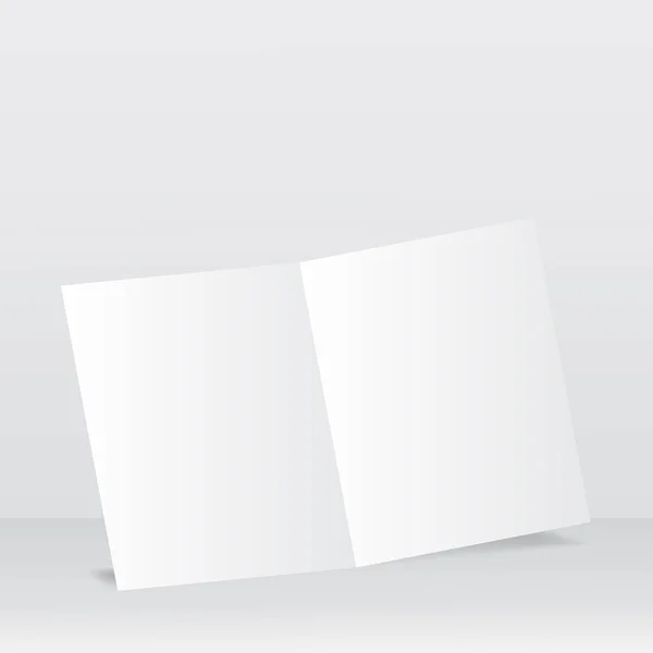 Otevřené Prázdné Bílé Brožura Šedém Pozadí Vektorové Ilustrace — Stockový vektor