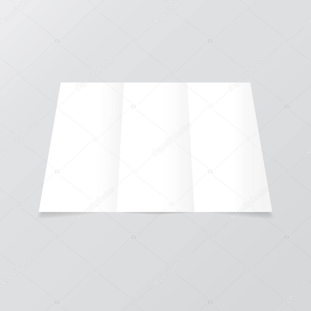Open blank white flyer on gray background. Vector illustration .