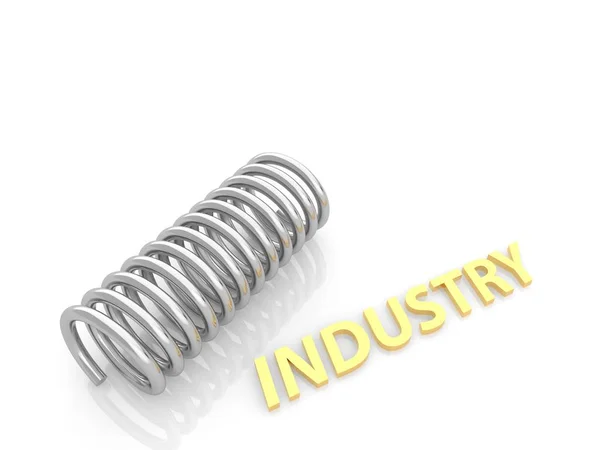 Inscriptie Metalen Lente Industrie Een Witte Achtergrond Illustratie Maken — Stockfoto