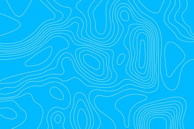 Mavi bir arka plan üzerinde beyaz çizgiler topografik haritası. Vektör çizim .