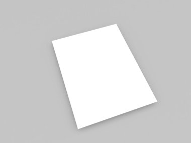 Kağıt üzerinde gri bir arka planda beyaz parçası. 3D render illüstrasyon.