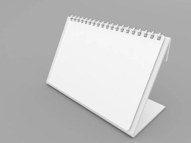 Takvim boş mockup gri arka plan üzerinde. 3D render illüstrasyon