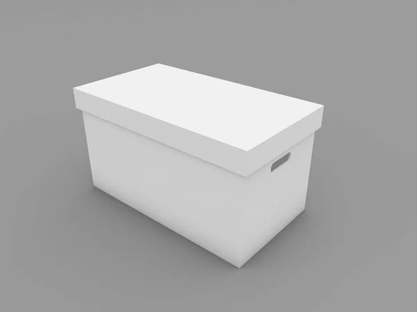 Caja Maqueta Sobre Fondo Blanco Ilustración Renderizado — Foto de Stock