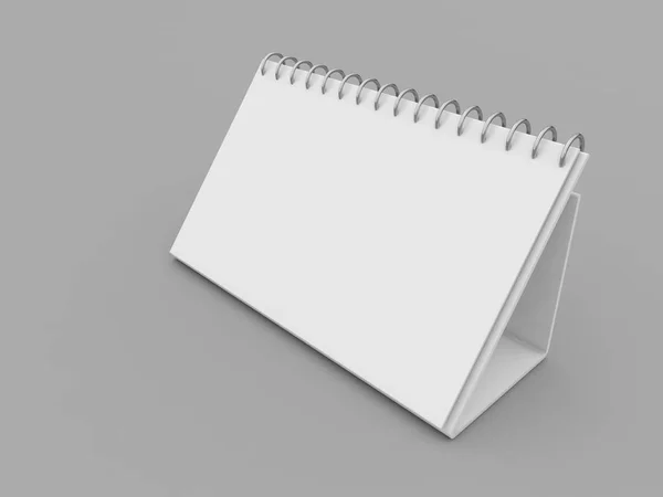 グレーの背景に白い螺旋状のカレンダーモックアップ 3Dレンダリング図 — ストック写真