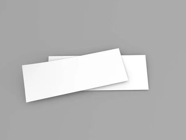 グレーの背景に白いモックアップ空の広告チラシ 3Dレンダリング図 — ストック写真