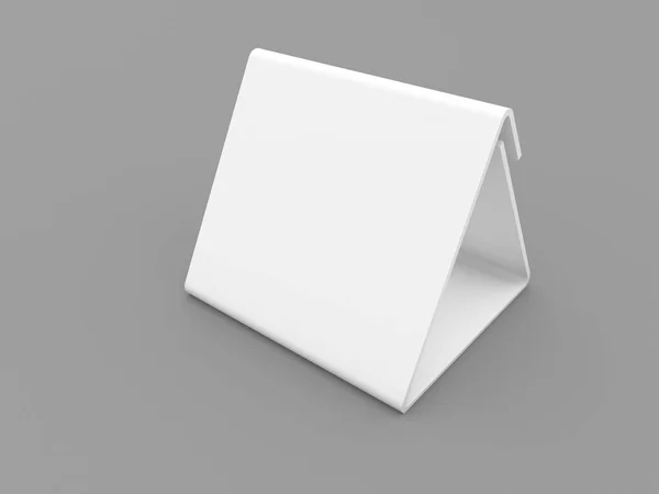 White Plastic Advertising Stand Gray Background Render Illustration — 스톡 사진