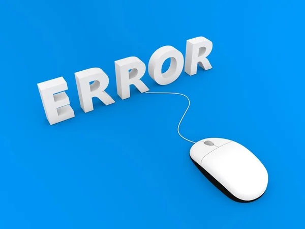 Error and computer mouse on a blue background. 3d render illustration