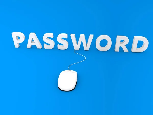 Password Mouse Sfondo Blu Illustrazione Rendering — Foto Stock
