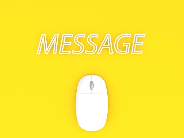 Számítógép Egér Üzenet Egy Sárga Háttér Renderelés Szemléltetése — Stock Fotó