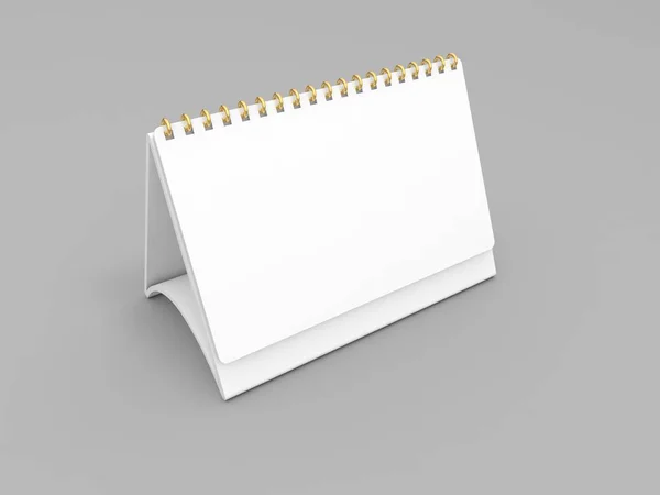 Mock Kalender Med Ringar Grå Bakgrund Rendering Illustration — Stockfoto