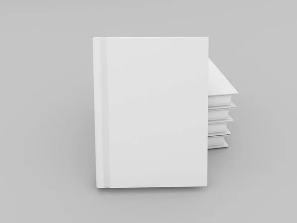灰色の背景に対する完成した書籍テンプレートのモックアップ レンダリング イラストレーション — ストック写真