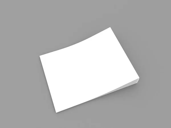 灰色の背景に白い雑誌のモックアップ レンダリング イラストレーション — ストック写真