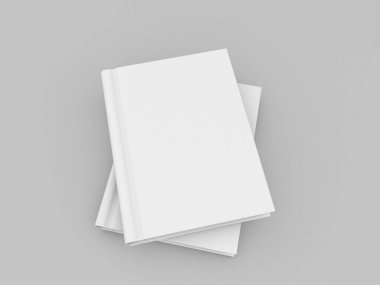 Boş kitap kapağı gri arka planda. 3d resimleme