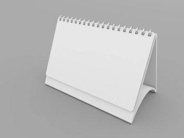 Gri arkaplanda masaüstü takvimi. 3d resimleme.