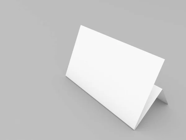 灰色の背景に白いパンフレットのモックアップを折りました 3Dレンダリング図 — ストック写真