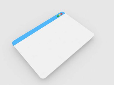 Beyaz bir arkaplanda bilgisayar web tarayıcısı. 3d resimleme.