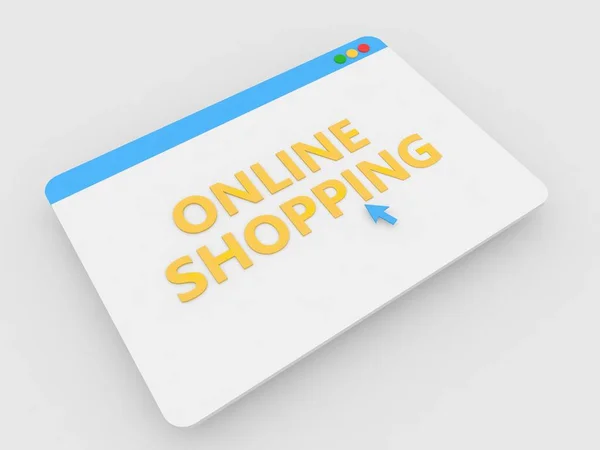 Online Shopping Seite Des Internet Browsers Auf Grauem Hintergrund Darstellung — Stockfoto