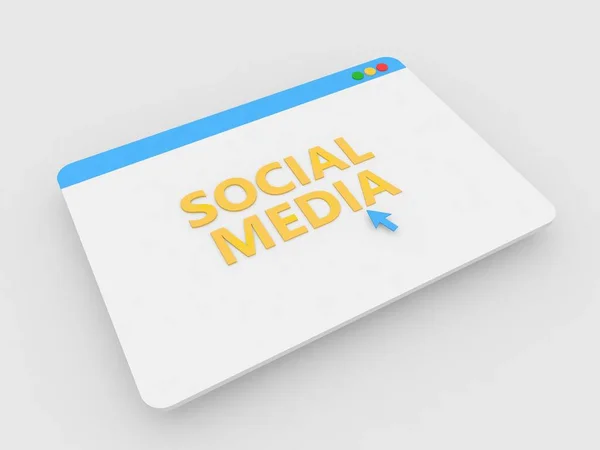 Pagina Social Media Del Browser Internet Sfondo Grigio Illustrazione Rendering — Foto Stock