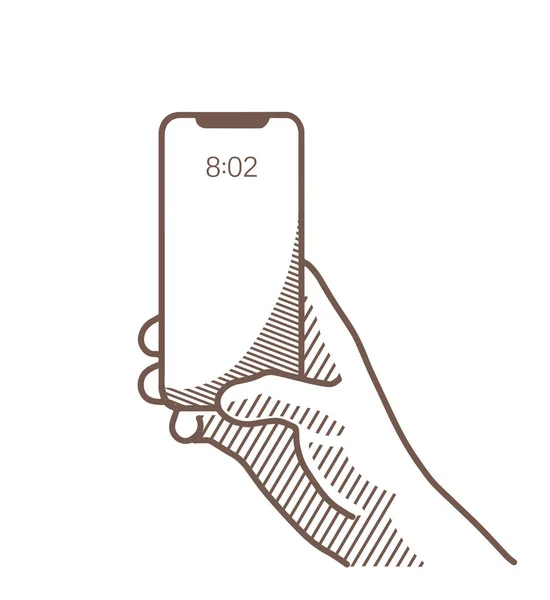 Disegna mano del telefono bw — Vettoriale Stock