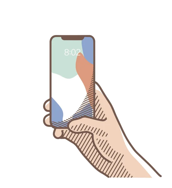 Disegna la mano del telefono — Vettoriale Stock