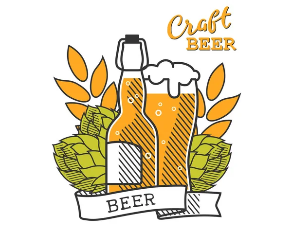 Pivní emblém plochý barevný Royalty Free Stock Ilustrace