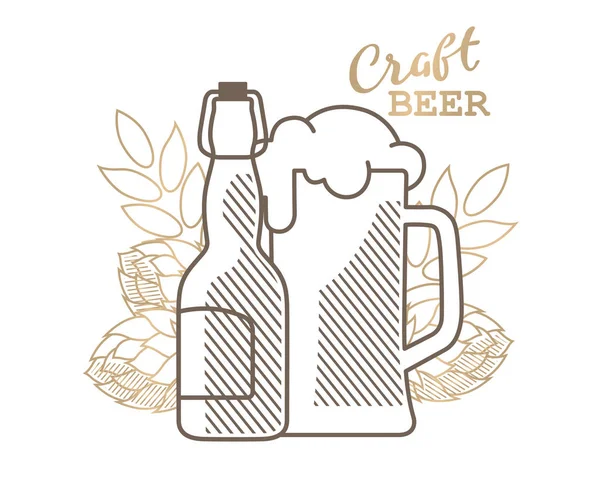 Pivní emblém ikonu zlato Vektorová Grafika
