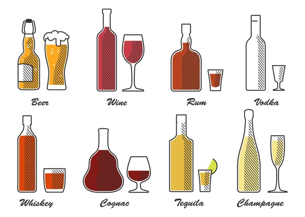 Alcohol type set color a a a — Stock Vector