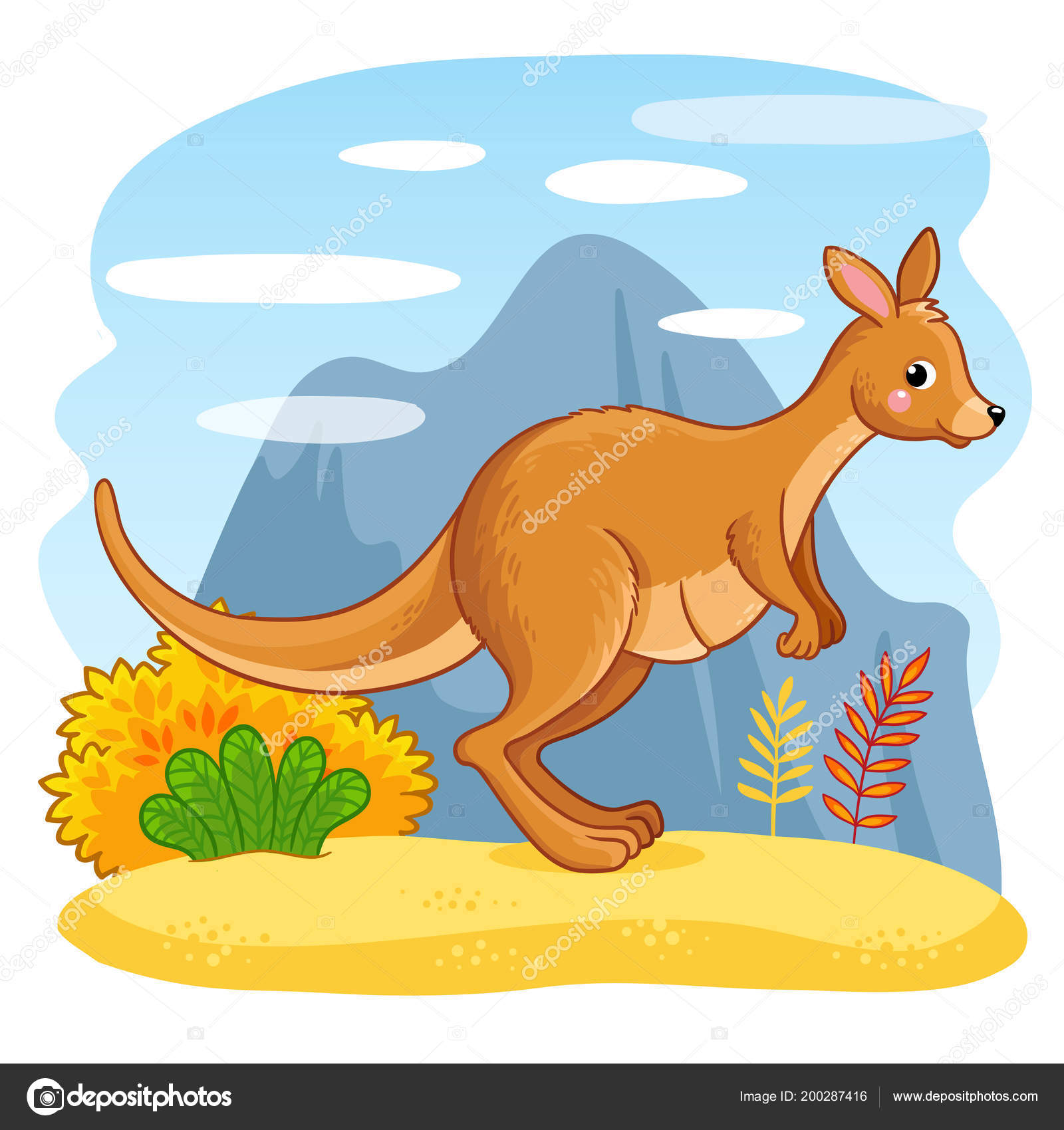 Smiling Kangaroo Jumping Mountains Stock Vector Image By C Svaga 200287416