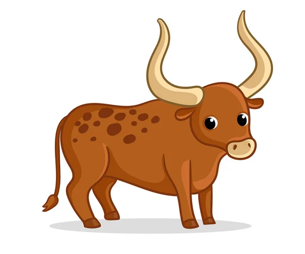 cute cartoon buffalo flat icon isolated on white background, vector, illustration