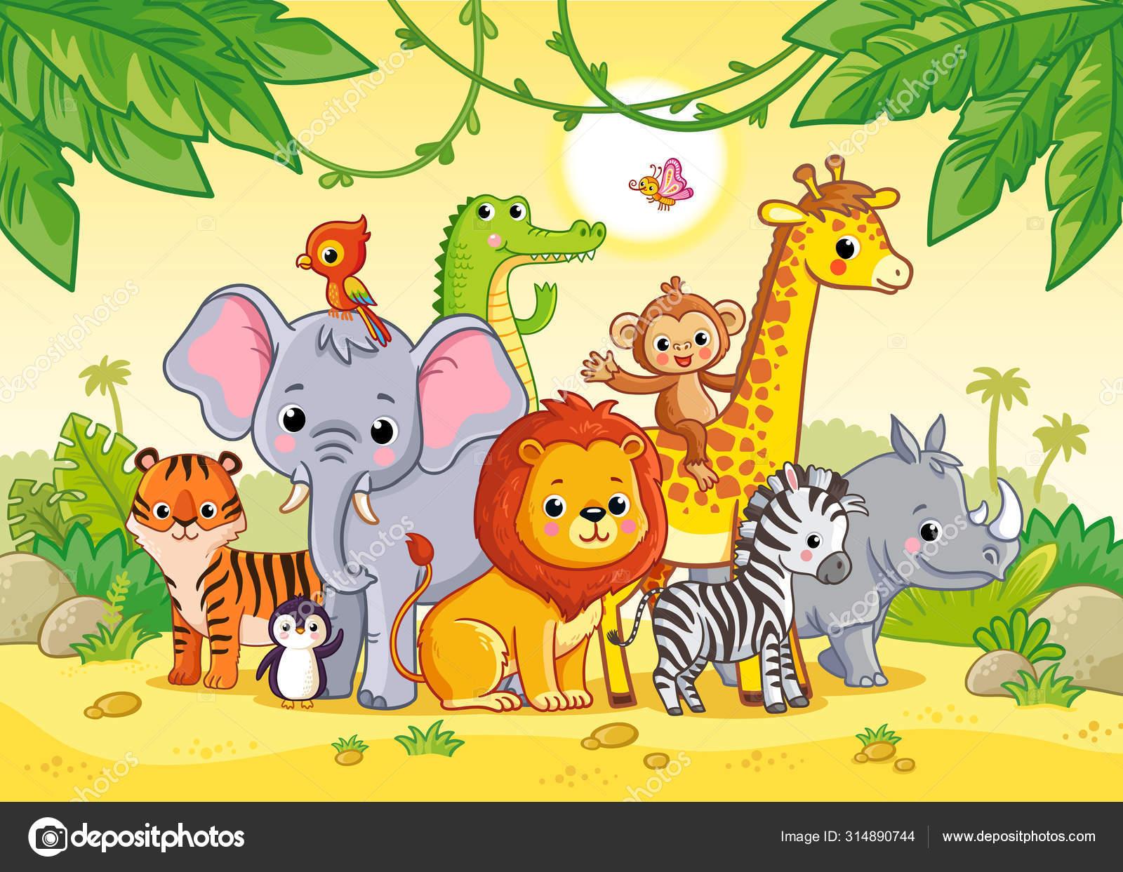 Download Cartoon Animals Vector Illustration Zoo — Stock Vector ...