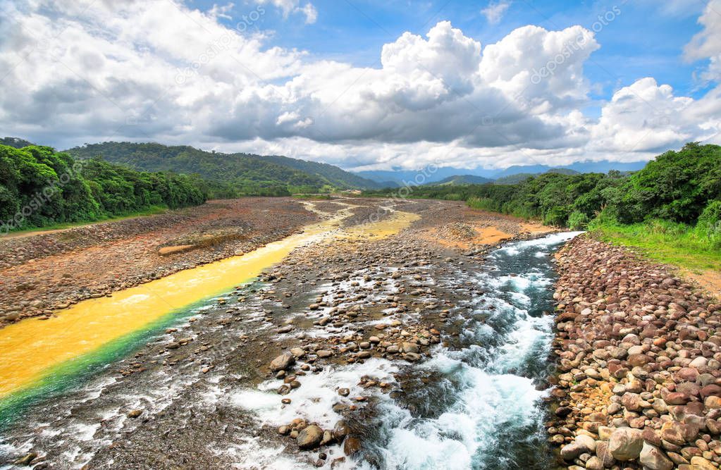 Clean and murky rivers converge in Costa Rica