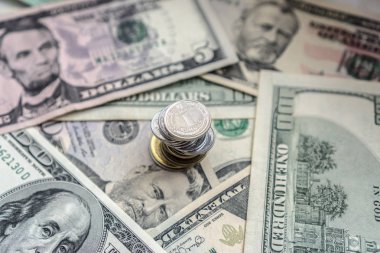 Para banknot: Usd ve EUR. Ukraynalı Hryvnias ve bize Doları döviz. Para birimi