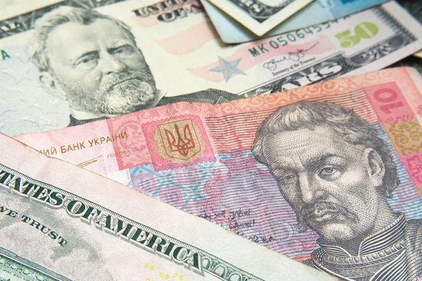 Peníze Bankovky Usd Uah Ukrajinské Hryvnias Nás Dolar Exchange Měna — Stock fotografie