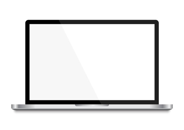 vector illustration, realistic laptop isolated on white background. computer notebook with empty screen and copy space.