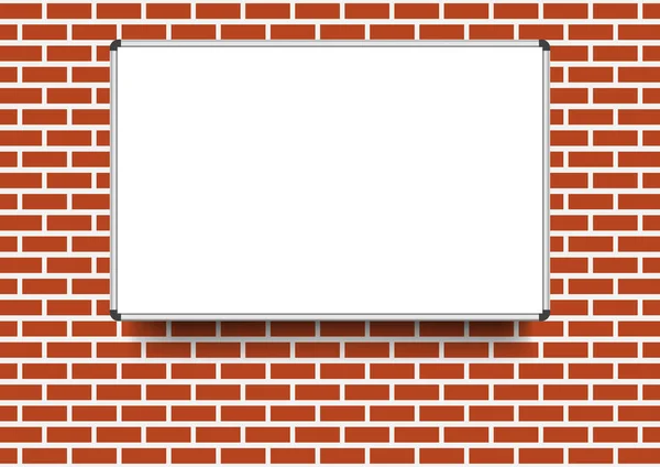 Vector Illustration White Board Copy Space Brick Background — Stock Vector