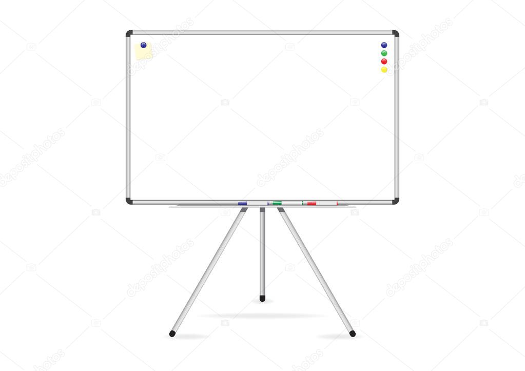 vector illustration, white board with copy space isolated on a white background.