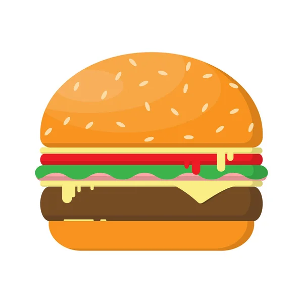 Dvojitý Sýr Hamburger Hovězím Masem Salát Rajče Šunka — Stockový vektor