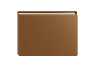 banknot düz simgesi tasarım için ödeme, kredi ve beyaz arka plan üzerinde vector Illustrator izole finace ile kahverengi cüzdan.