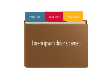banknot düz simgesi tasarım için ödeme, kredi ve beyaz arka plan üzerinde vector Illustrator izole finace ile kahverengi cüzdan.