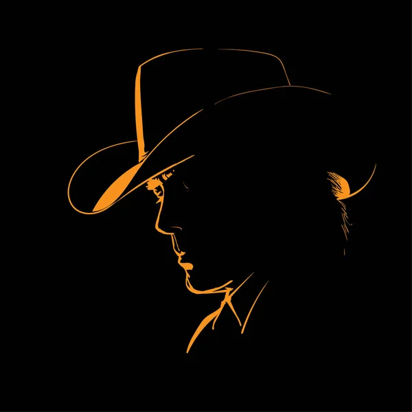 Homme avec une silhouette de chapeau de cow-boy dans le rétroéclairage. Vecteur. Illustration . — Image vectorielle