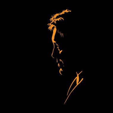 Adam portre siluet arka ışık içinde. Vektör