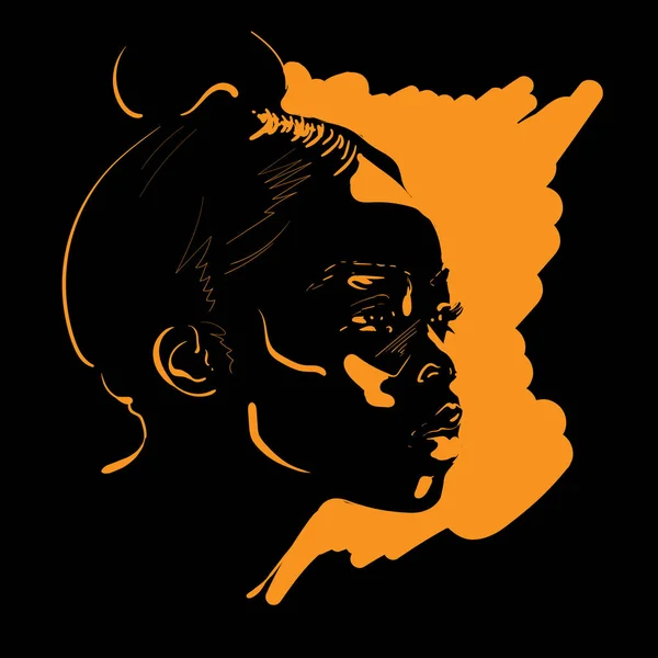 Hermosa mujer africana. Vector de dibujo a mano de boceto digital. Ilustración . — Archivo Imágenes Vectoriales