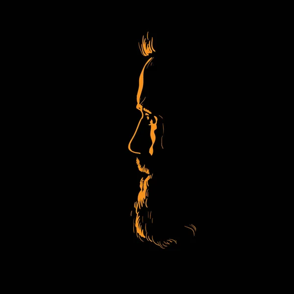 Silhouette portrait d'homme en contre-jour. Vecteur. Illustration . — Image vectorielle