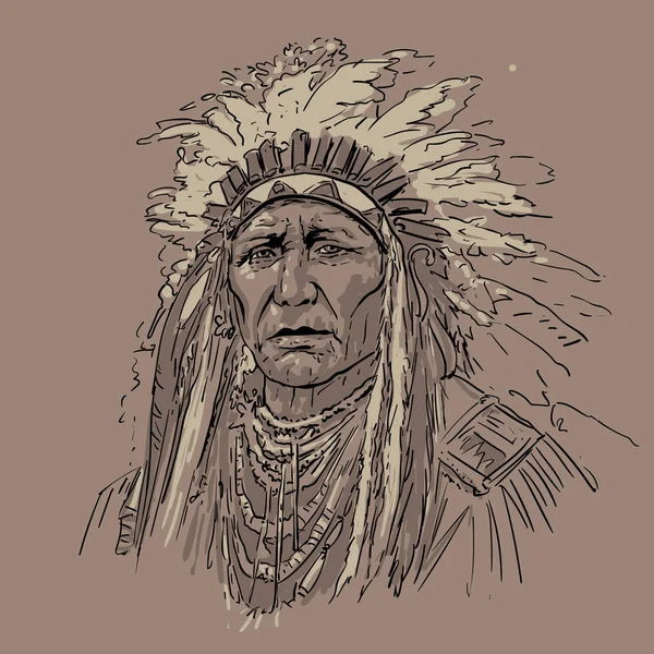 Indischer Führer Porträt Eines Alten Mannes Digitaler Skizzen Zeichenvektor Illustration — Stockvektor