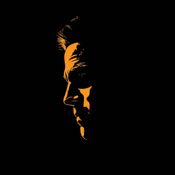 Silhouette Portrait Homme Contre Jour Vecteur — Image vectorielle