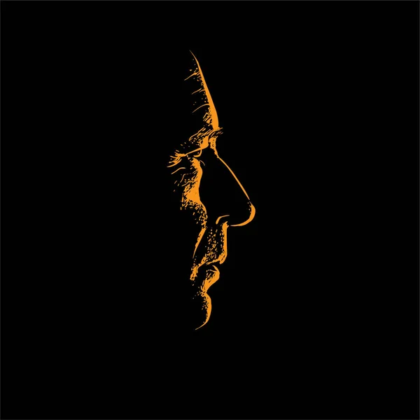 Vieil Homme Portrait Silhouette Contraste Contre Jour Vecteur Illustration — Image vectorielle