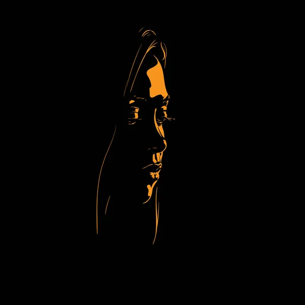 Woman Face Silhouette Gegenlicht Vektor Illustration — Stockvektor