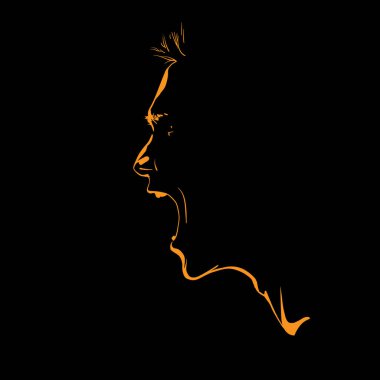 Çığlık atan adamın portresi. Siluet kontrast backlight. Vektör.